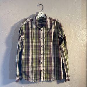 Prana Women's Medium Striped Long Sleeved Button Down Shirt